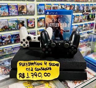 PlayStation 4 500GB C/ 2 Controles Seminovo Conservado