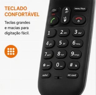 Telefone Sem Fio Intelbras TS 3130 Preto c/ Secretária Eletrônica + Identificador