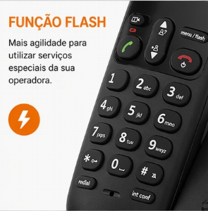 Telefone Sem Fio Intelbras TS 3130 Preto c/ Secretária Eletrônica + Identificador