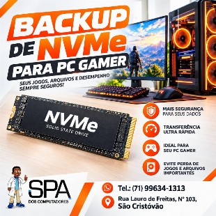 Backup de NVMe para Pc Gamer em Salvador e Região