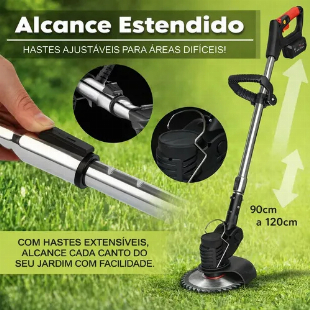 Cortador De Grama Roçadeira Elétrica Aparador 2 Baterias 48v
