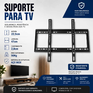 Suporte Tv Universal Modelo Fixo Aço 26 Ate 63 Polegadas