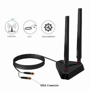 Antena WiFi FENVI 2.40GHz-5GHz com Base Estendida Conector SMA