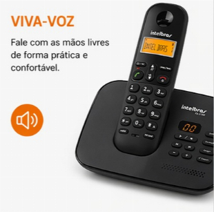 Telefone Sem Fio Intelbras TS 3130 Preto c/ Secretária Eletrônica + Identificador
