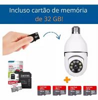 Kit 4 Cameras Lampada Wifi Ip Segurança+Cartão De Memória 32g
