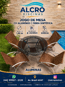 Jogo de Mesa em aluminio e Fibra Sintética Marca Aluminas