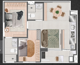 direitos apartamento 56m² na planta Villanova Residence
