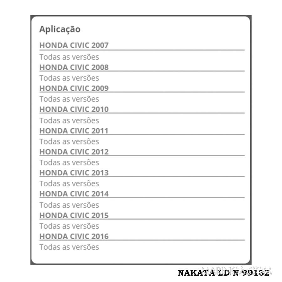 Bieleta Traseira NAKATA Lado Direito N 99132 para Honda Civic 2007-2016