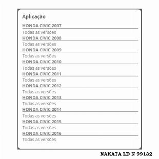 Bieleta Traseira NAKATA Lado Direito N 99132 para Honda Civic 2007-2016