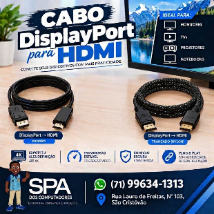 Cabo Displayport Para Hdmi em Salvador e Região