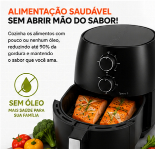 Fritadeira Air Fryer Elgin Space 5 AFC50 5L 110V Sem Óleo 5 Litros Grande Potência Alta Crocante Rápida