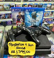 PlayStation 4 Slim 500GB C/ 2 Controles Seminovo Conservado