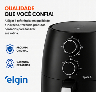 Fritadeira Air Fryer Elgin Space 5 AFC50 5L 110V Sem Óleo 5 Litros Grande Potência Alta Crocante Rápida