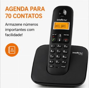 Telefone Sem Fio Intelbras TS 3130 Preto c/ Secretária Eletrônica + Identificador