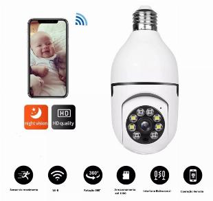 Camera Ip 360 Giratoria Wifi Lampada Segurança  interna Hd