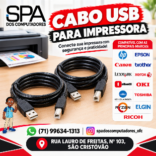 Cabo USB para Impressora em Salvador e região