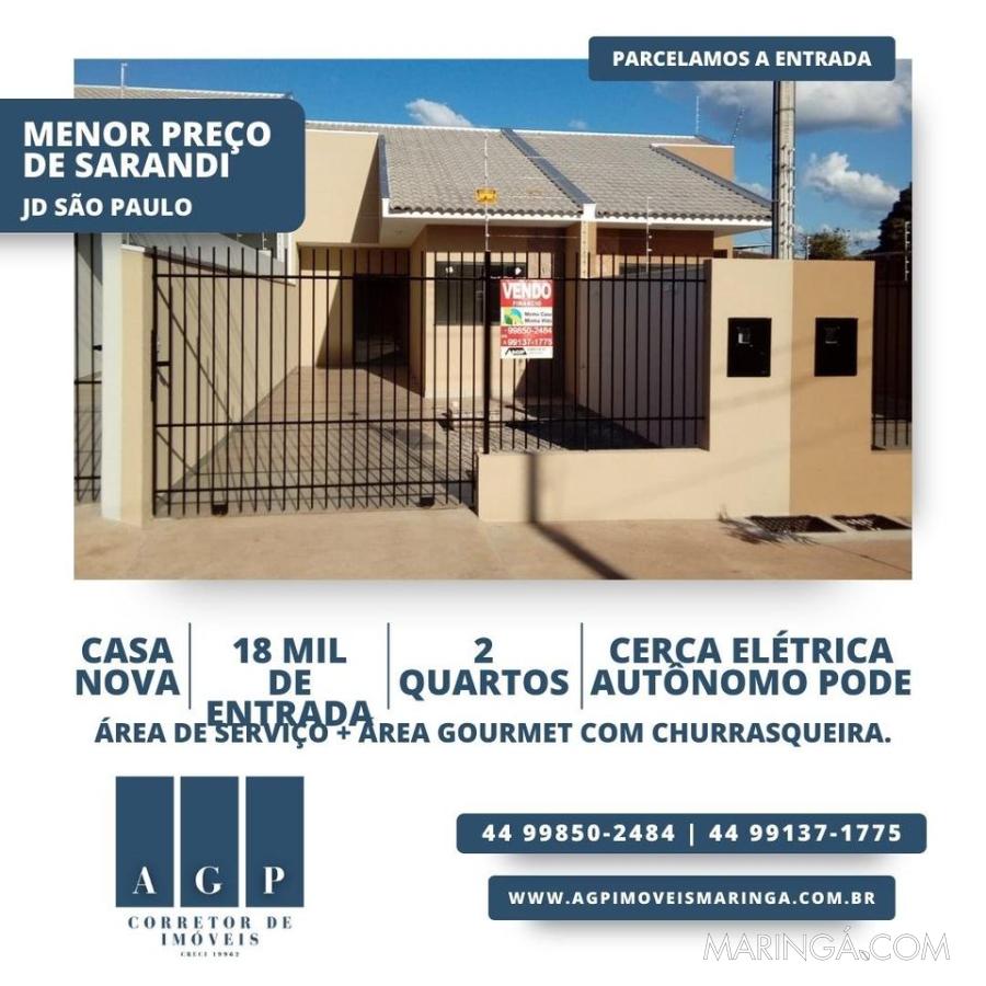 18 Mil de Entrada ( a partir)  casa 2 quartos, Jd. São Paulo Sarandi, com churrasqueira + área gourmet, com acabamentos Top.