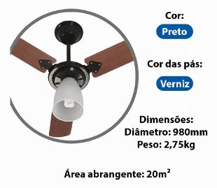 Ventilador de teto marbela tron com instalação inclusa.