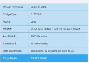 Jeep Compass Longitude T270 Preto Flex | 9.000 Km