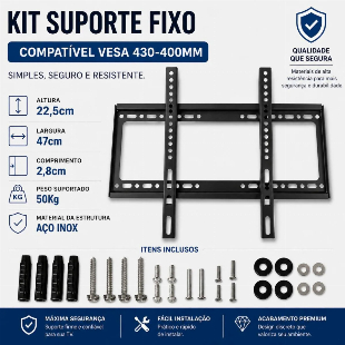 Suporte Tv Universal Modelo Fixo Aço 26 Ate 63 Polegadas