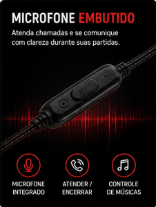 Fone de Ouvido Gamer PCYes Opala Headset Gamer RGB com Microfone Som Estéreo PC