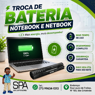 Troca de Bateria de Notebook e Netbook em Salvador e região