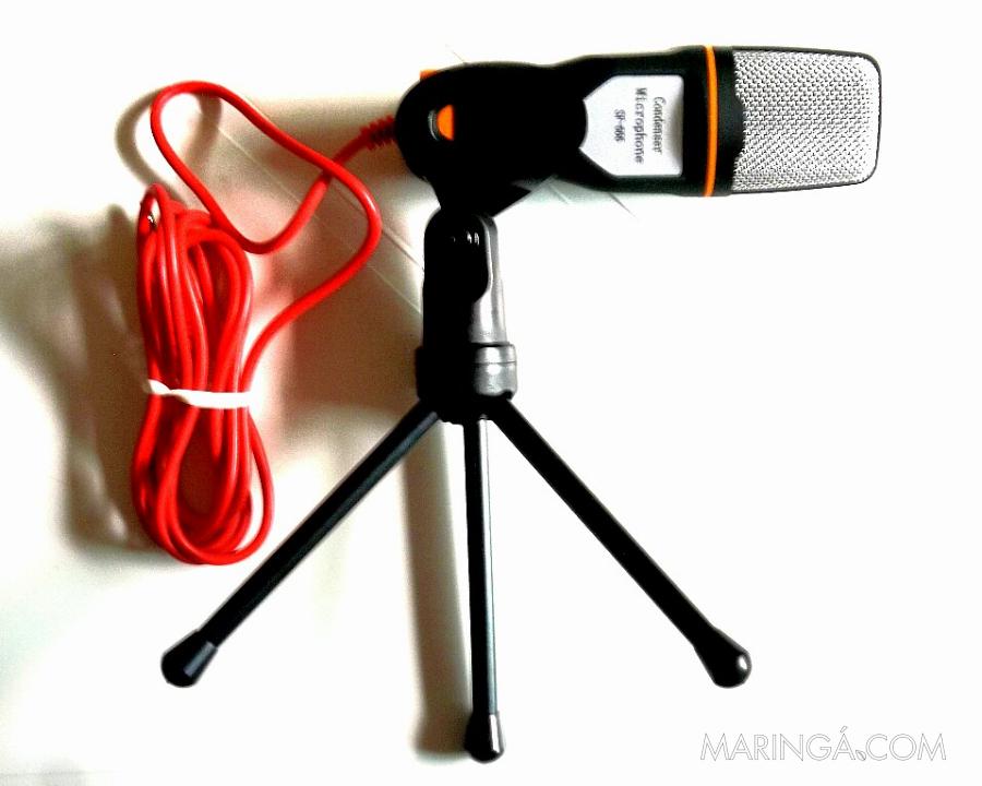 Microfone condensador P2 com tripé