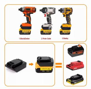 Adaptador de Bateria Dewalt P/ Ferramentas Stanley / Black & Decker / Porter Cable 18-20V