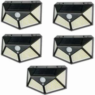 kit c/5 arandelas Luminária LED de Parede placa Solar Sensor de Presença