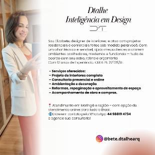 Designer de Interiores | 12 Anos de Experiência em Projetos Residenciais, Clínicos e Corporativos
