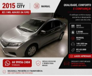 HONDA CITY,  R$ 3.000 Abaixo Fipe, CÂMBIO MANUAL, 99956-2484