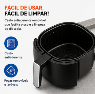 Fritadeira Air Fryer Elgin Space 5 AFC50 5L 110V Sem Óleo 5 Litros Grande Potência Alta Crocante Rápida