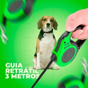 Coleira Guia Retrátil Passeio Pet 3 metros