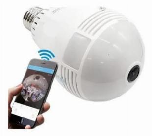 Câmera IP Lâmpada Espiã Visão 360º wifi 1080p Full hd 2mp