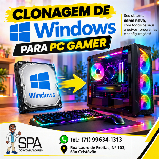 Imagem do anuncio Clonagem de Windows para Pc Gamer em Salvador e Região