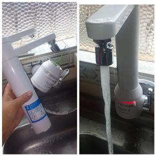 Instalação de torneira elétrica.